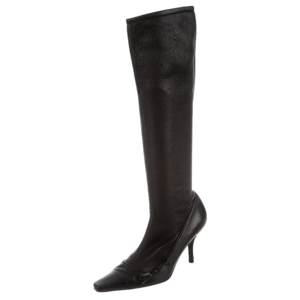 CHANEL black soft leather boots